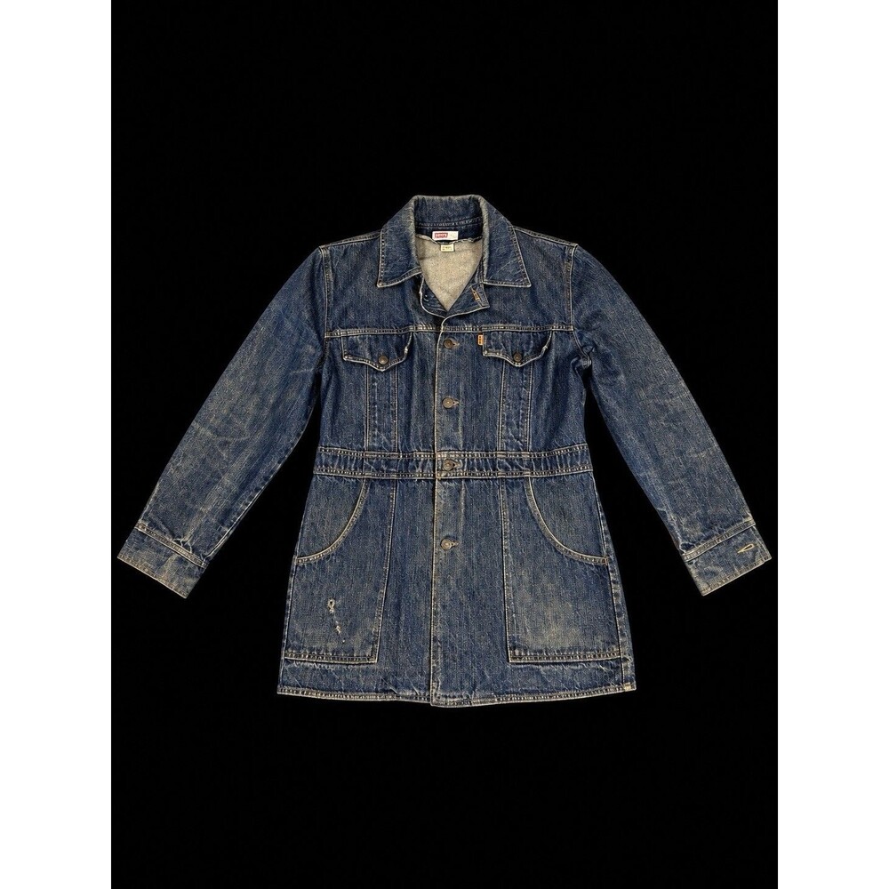 Vintage 70s Levi’s Orange Tab Denim Chore Safari Barn Jacket Size L Split Tail
